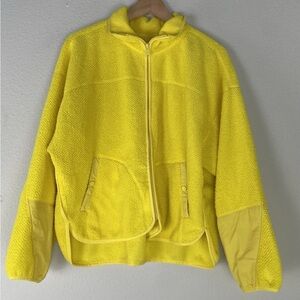 Free people ziggy up Bright Yellow Zip-Up Jacket xs fleece teddy sweatshirt